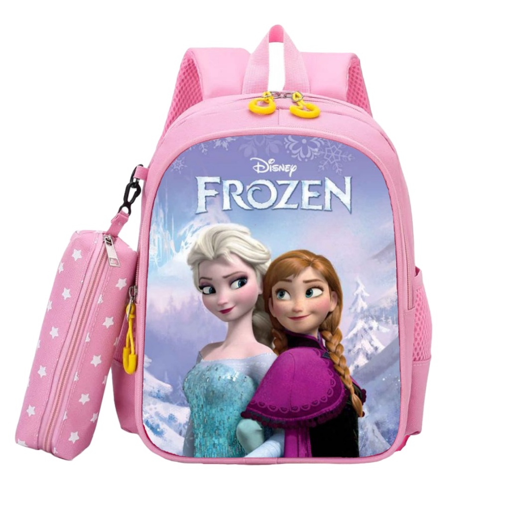 dzakybag - Tas Anak Ransel Sekolah Laki-laki Perempuan SD Tk Smp Motif Kartun FROZEN 2IN1