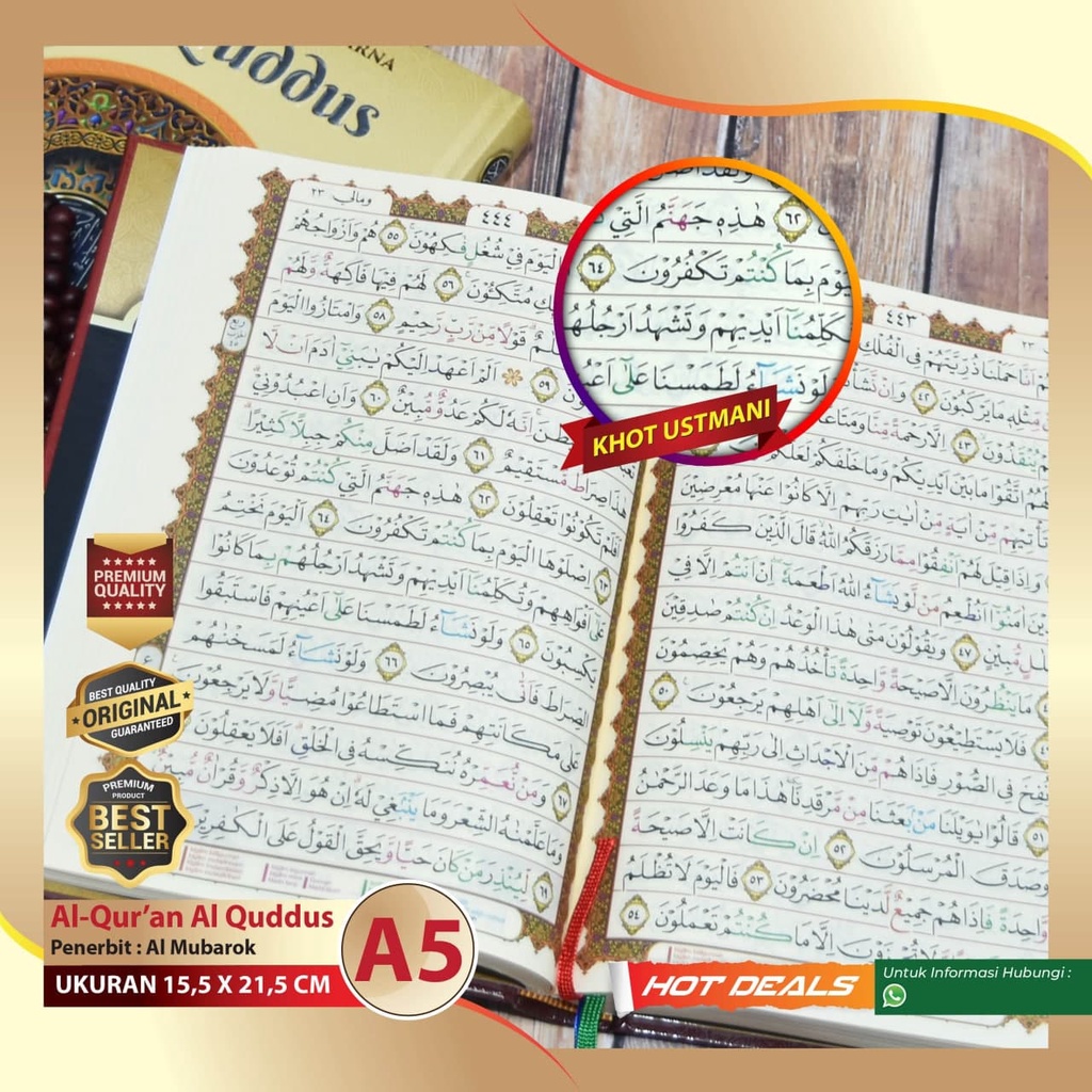Al quran A5 Al Quddus Tajwid Warna Non Terjemah, Al quran Tajwid Warna A5, Al Quran Tanpa Terjemah, 
