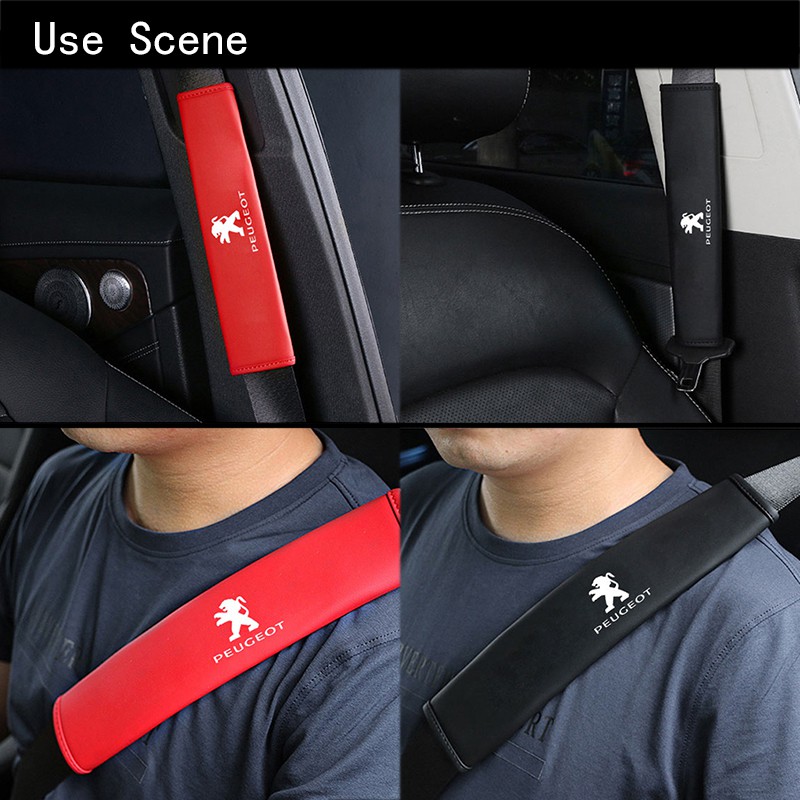 Car Seat Belt Cover Universal Auto Leather Shoulder Cushion Protector Strap Safety Belt For Peugeot 308 206 208 3008 508 408 207 406 405 407 2008 5008 306 307 RCZ