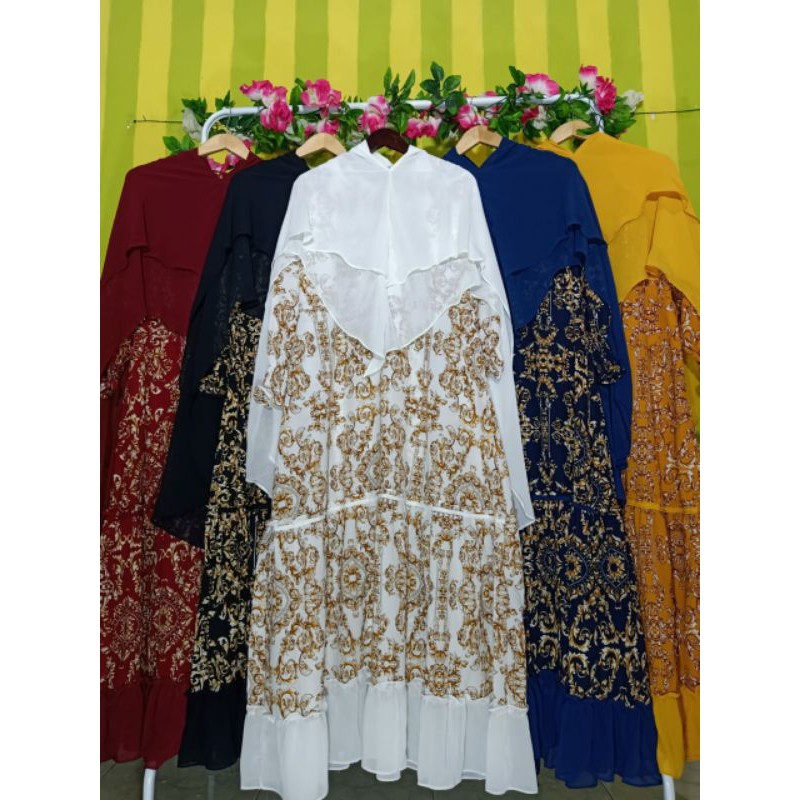bahan monalisa premium motif sultan+khimar ceruty babydoll syari