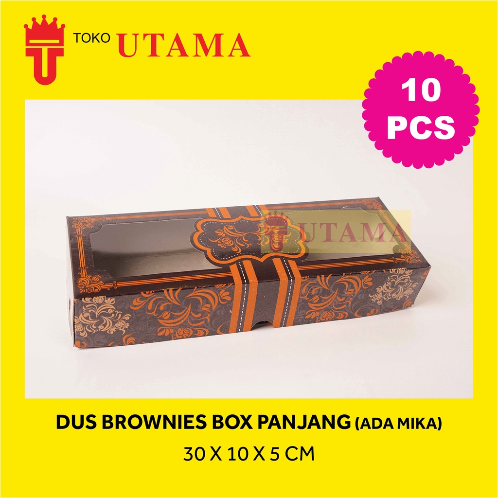 (10pcs) 30 x 10 x 5 CM Brownies Kotak Box Dus Dos Kue Mika Coklat Panjang