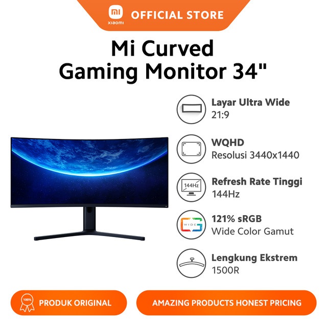 Xiaomi Mi Curved Gaming Monitor 34" WQHD Layar Ultra Wide
