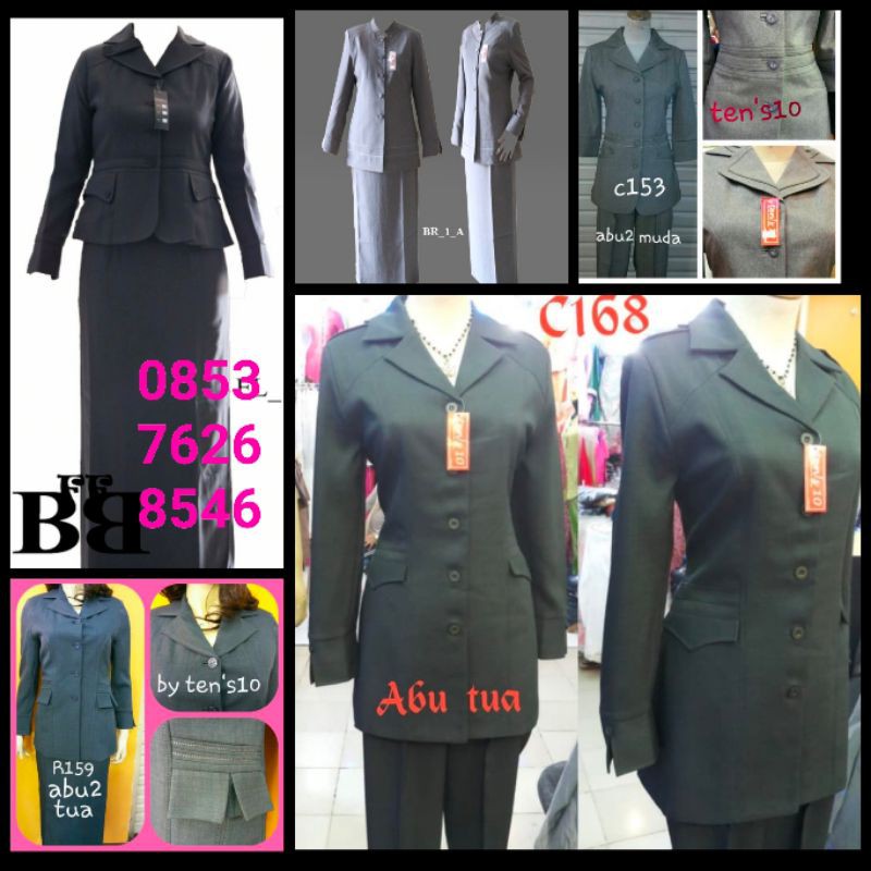 Baju blazer pemda pns pdh guru pegawai dinas wanita abu abu