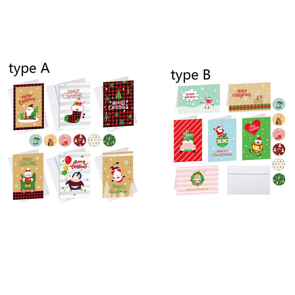 Solighter 6Pcs/Pack Kartu Natal Merry Christmas Handwritting Berkah Kagumi Kartu