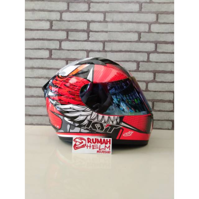 Helm KYT R10 flat visor iridium blue ala    motoGP bukan