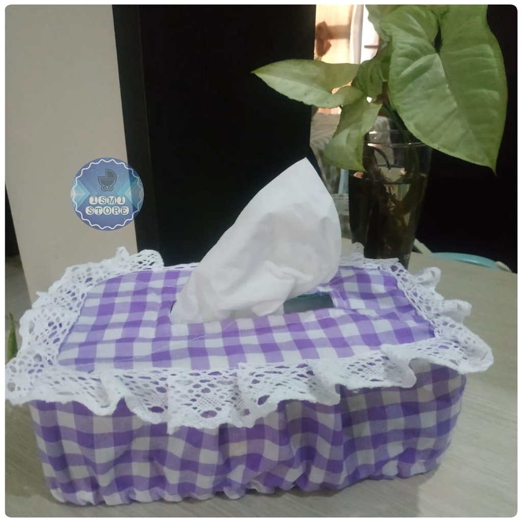 SARUNG TEMPAT TISU / Cover Tempat Tisu Persegi Motif Kotak-kotak Estetik Kekinian Unik Ukuran 22X12cm