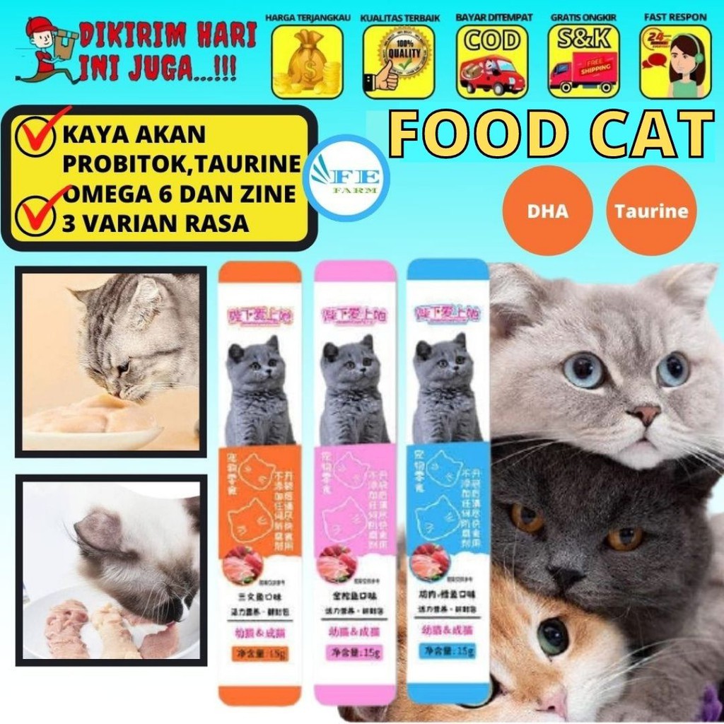 Snack Kucing Food Cat  15 Gram  Makanan Cemilan Kucing Basah All Varian FEFARM