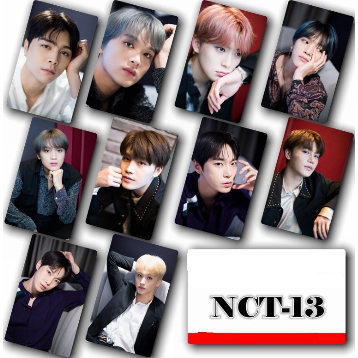 Kpop NCT WAYV Debut Photo Stikcy Card Crystal Card Sticker Kun Photocard Sticker 10pcs/set