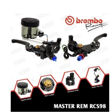 Master Rem BR3MBO RCS 98 1 Tabung Big Smoke + Breket Universal BEAT NINJA TIGER SONIC VIXION VARIO