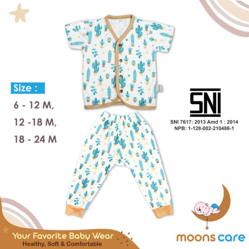 SML MOONS setelan kancing campur Premium | Setelan Baju Pendek Celana Panjang Piyama