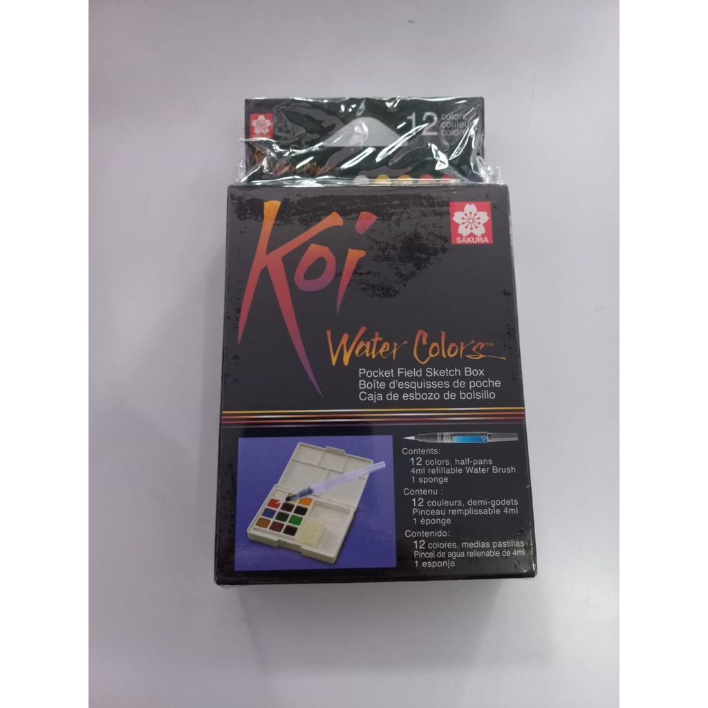 

Koi Water Colors Pocket Field Sketch Box 12 Colors / Sakura Water Colors / Cat Air Koi / Half-pens