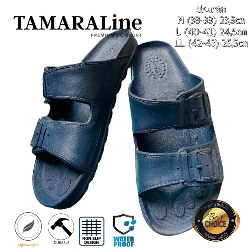 Sandal Selop Slide Slip on Karet Pria Dewasa / Remaja - TAMARALINE 128 / Bahan Premium Lentur Empuk Ringan Kuat Anti Slip Anti Air Model Sandal Casual Santai Rumah Hotel Outdoor Kamar Mandi Murah Original