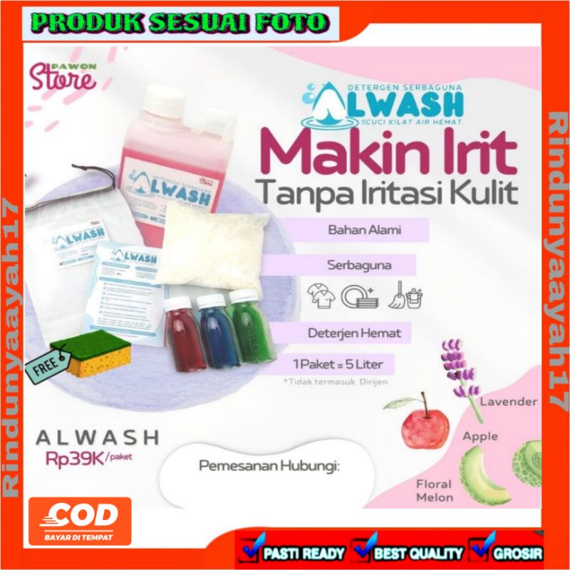 [RA]Terlaris ALWASH Detergen Cuci baju Cuci Piring cuci kloset ( free spons cuci piring)