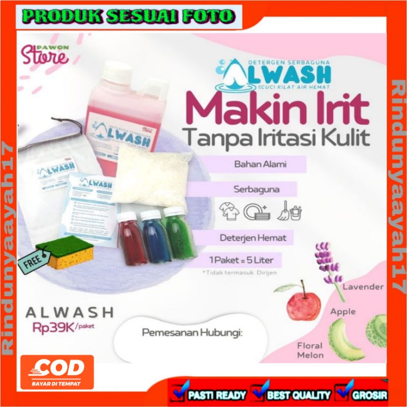 [RA]Terlaris ALWASH Detergen Cuci baju Cuci Piring cuci kloset ( free spons cuci piring)