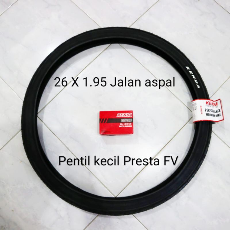 PAKET BAN SEPEDA 26 X 1.95 KENDA PLUS BAN DALAM PENTIL KECIL PRESTA UNTUK SEPEDA FEDERAL MTB JALAN A