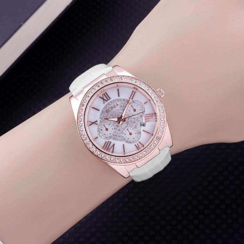 jam tangan perempuan tali kulit permata bonia