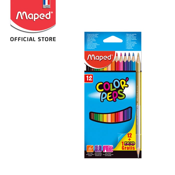 

WARNAPENSIL- MAPED PENSIL WARNA COLOR'PEPS 12 + 1 GOLD/SILVER - CARDBOARD -PENSIL WARNA
