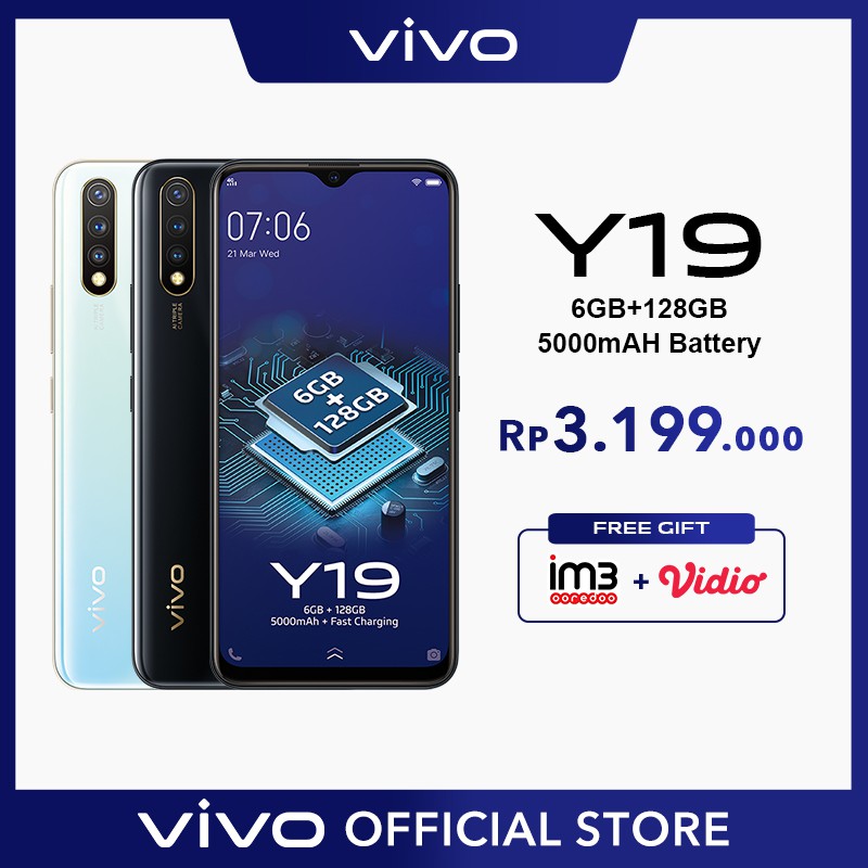 vivo Y19 6/128GB - 5000 mAh + Fast Charging - Garansi