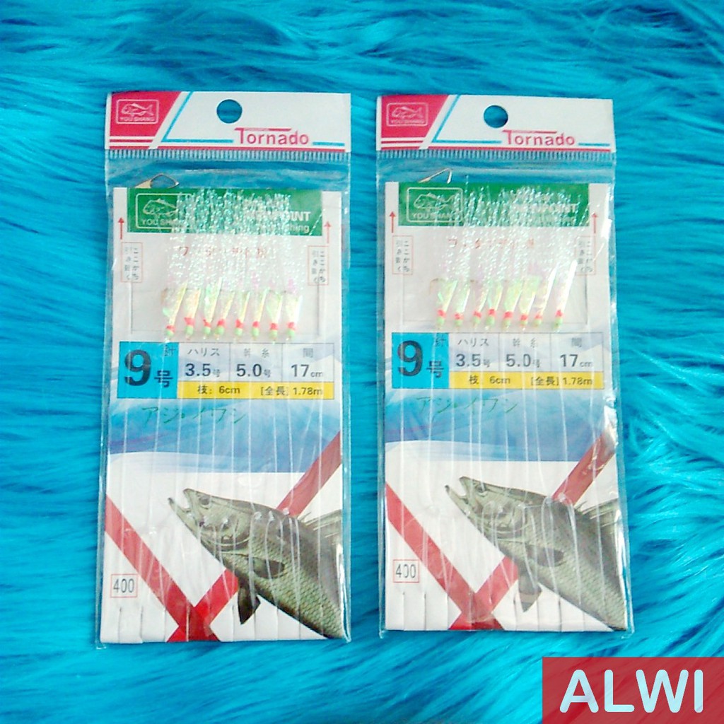 Tornado Sabiki / Kotrekan / Rangkaian Pancing Rawe / 8 Kail Pancing