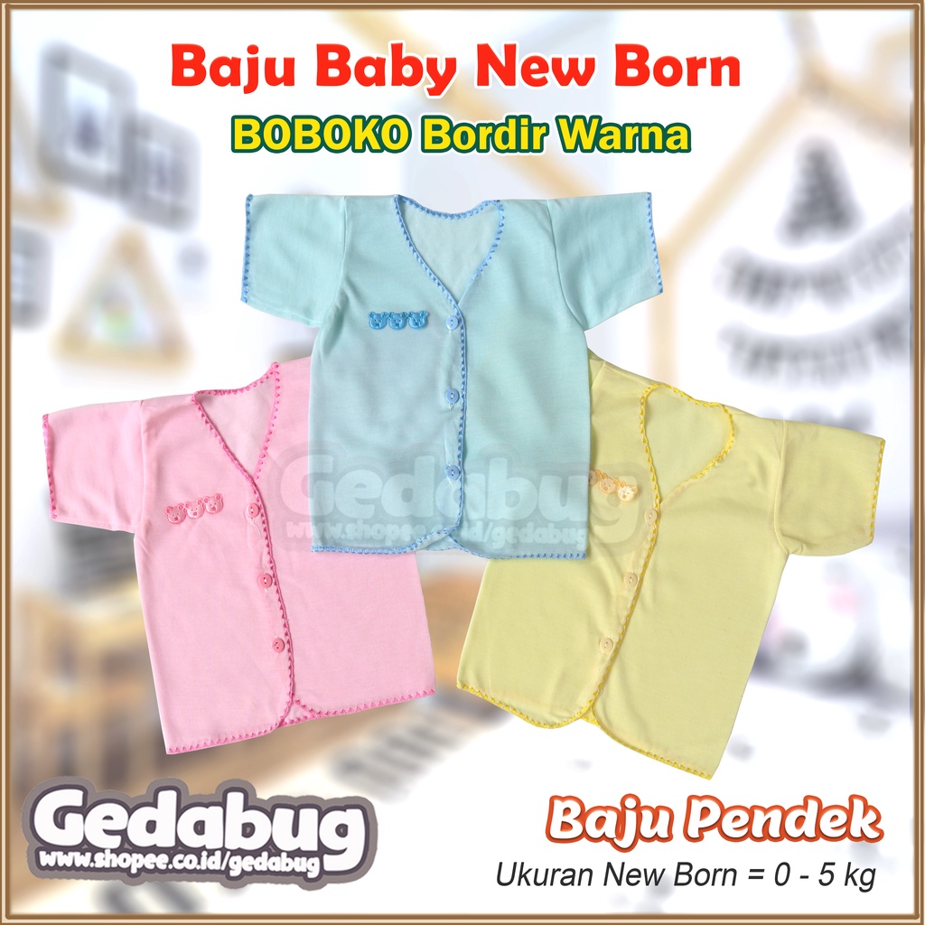 6 Pcs - Baju BOBOKO Bordir Warna PENDEK | Pakaian Bayi Murah | Size New Born