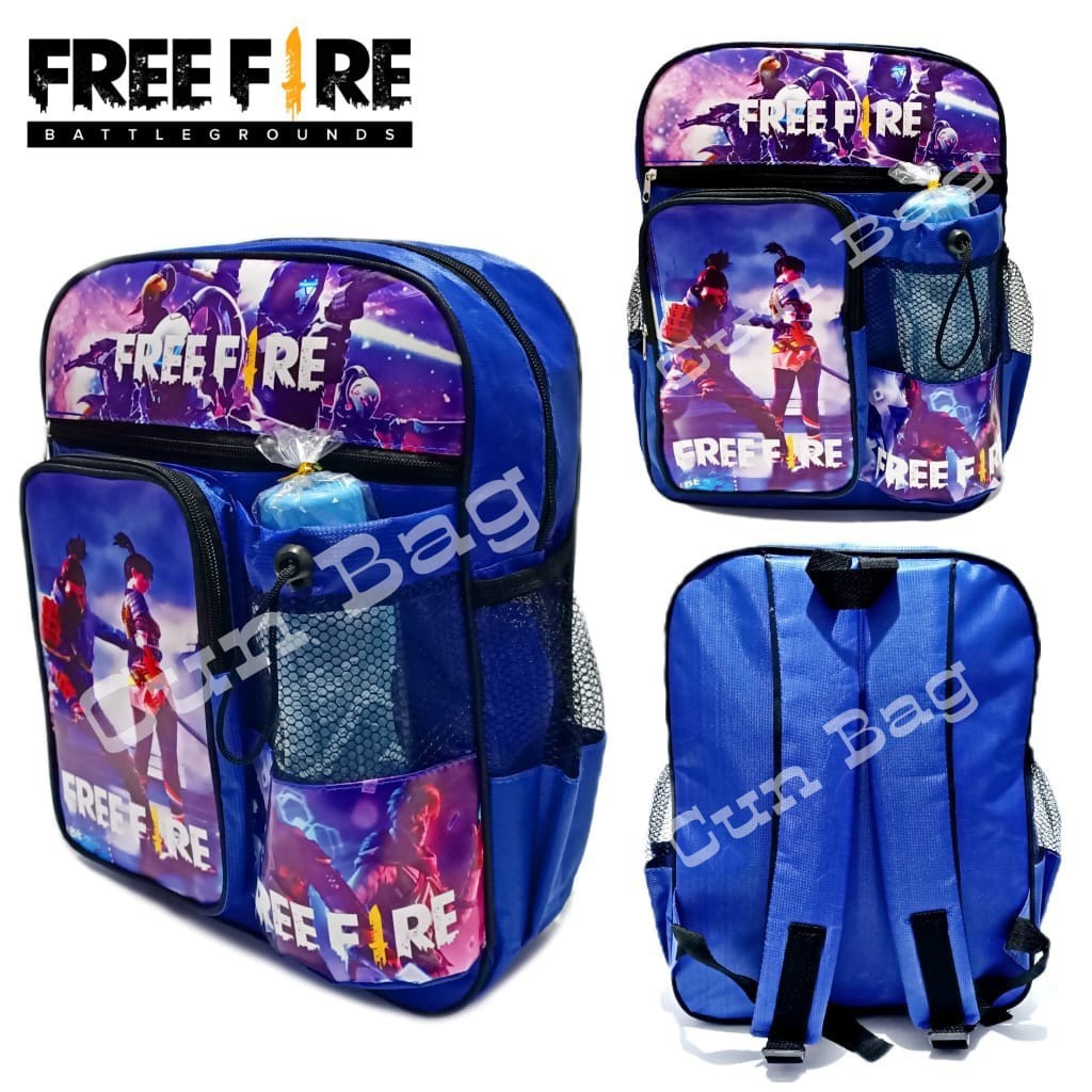 Tas Ransel Sekolah Karakter Games Anak Laki Laki Paud TK SD Free Botol