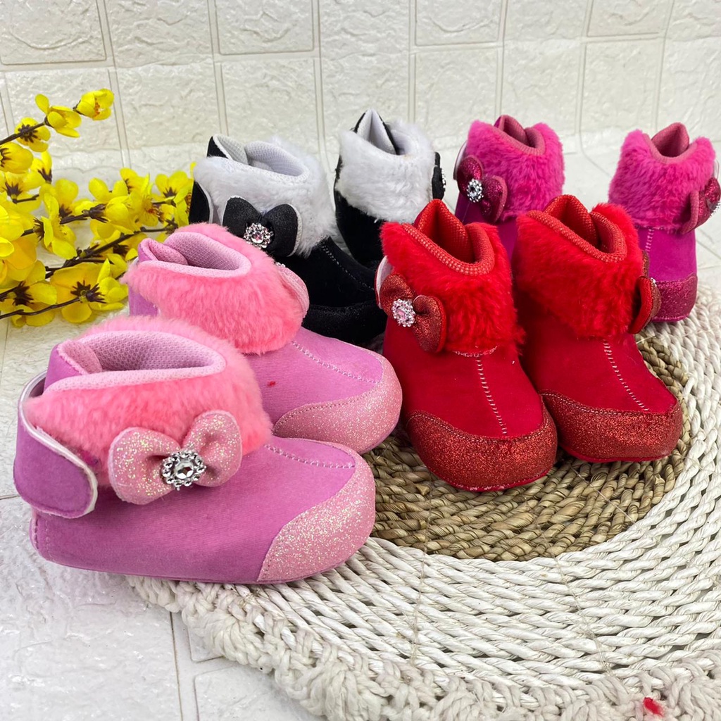 [TAMAN SEPATUKU] SEPATU TRENDY MURAH BOOT ANAK BAYI PEREMPUAN GLITTER 0-12 BULAN LPX04