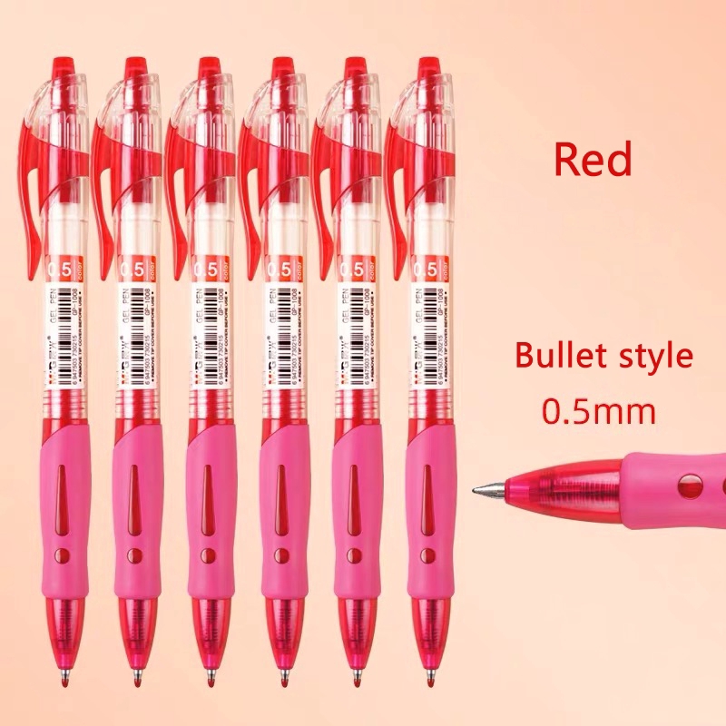 M&amp;G 0.5mm Black / Red Push Type Gel Pen Transparent Case Student Carbon Signature Pen GP1008