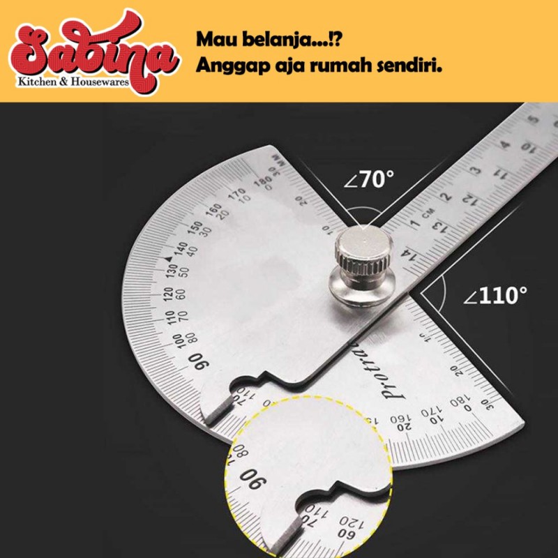 Protractor Penggaris Jangka Ruler Aluminium 14.5cm 180