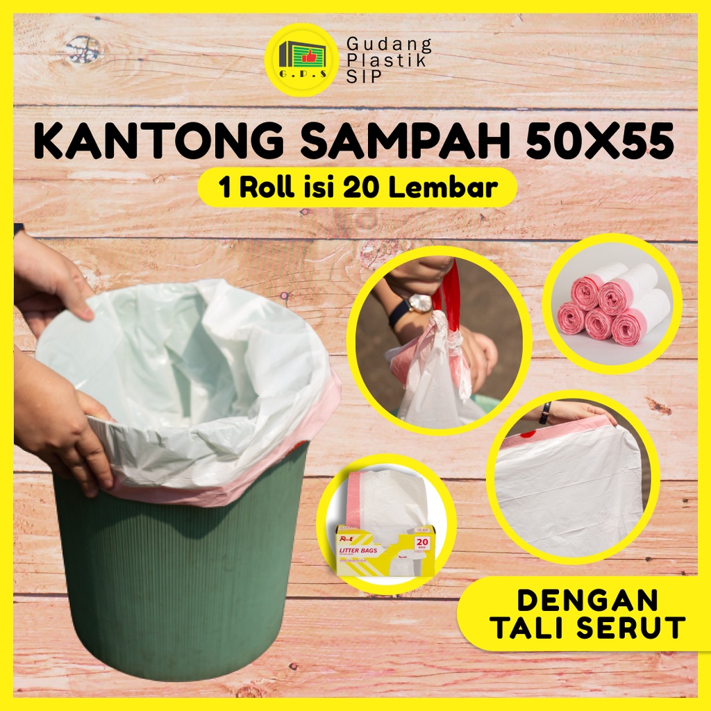 Kantong Sampah Dengan Tali Serut Uk. 50 x 55 Ramah Lingkungan