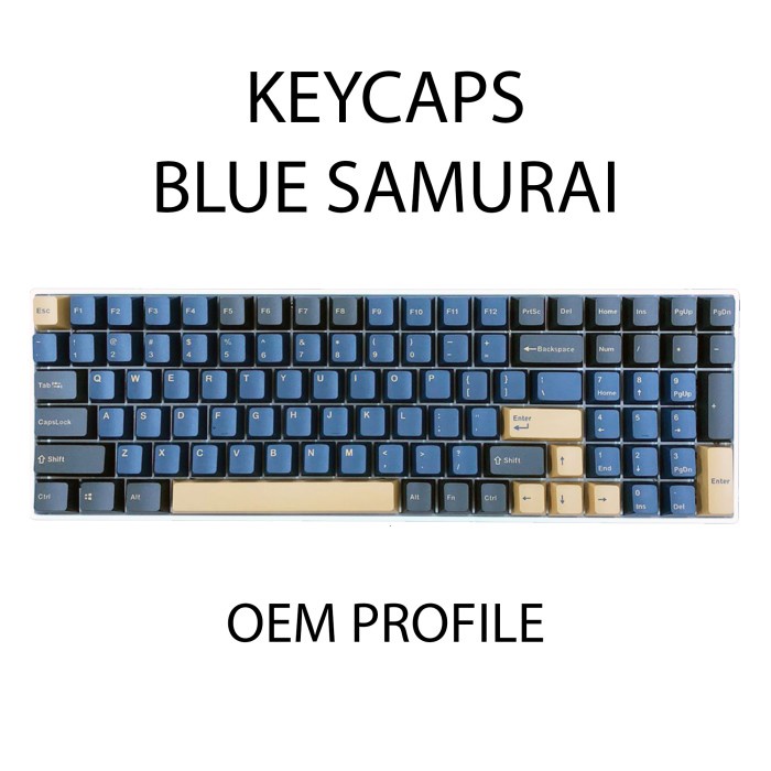 KEYCAPS PBT BLUE SAMURAI DOUBLE SHOT OEM PROFILE MECHANICAL KEYBOARD