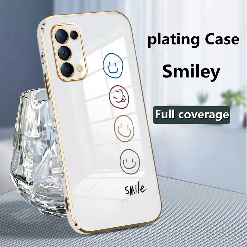 Smiley Face Case For VIVO Y20i Y12S Y50 Y30 Y11 Y19 S1 PRO Y93 Y91C Y12 Y15 Y17 Y20S Y20 Y30i Luxury Cartoon Soft electroplate Lanyard cover couple