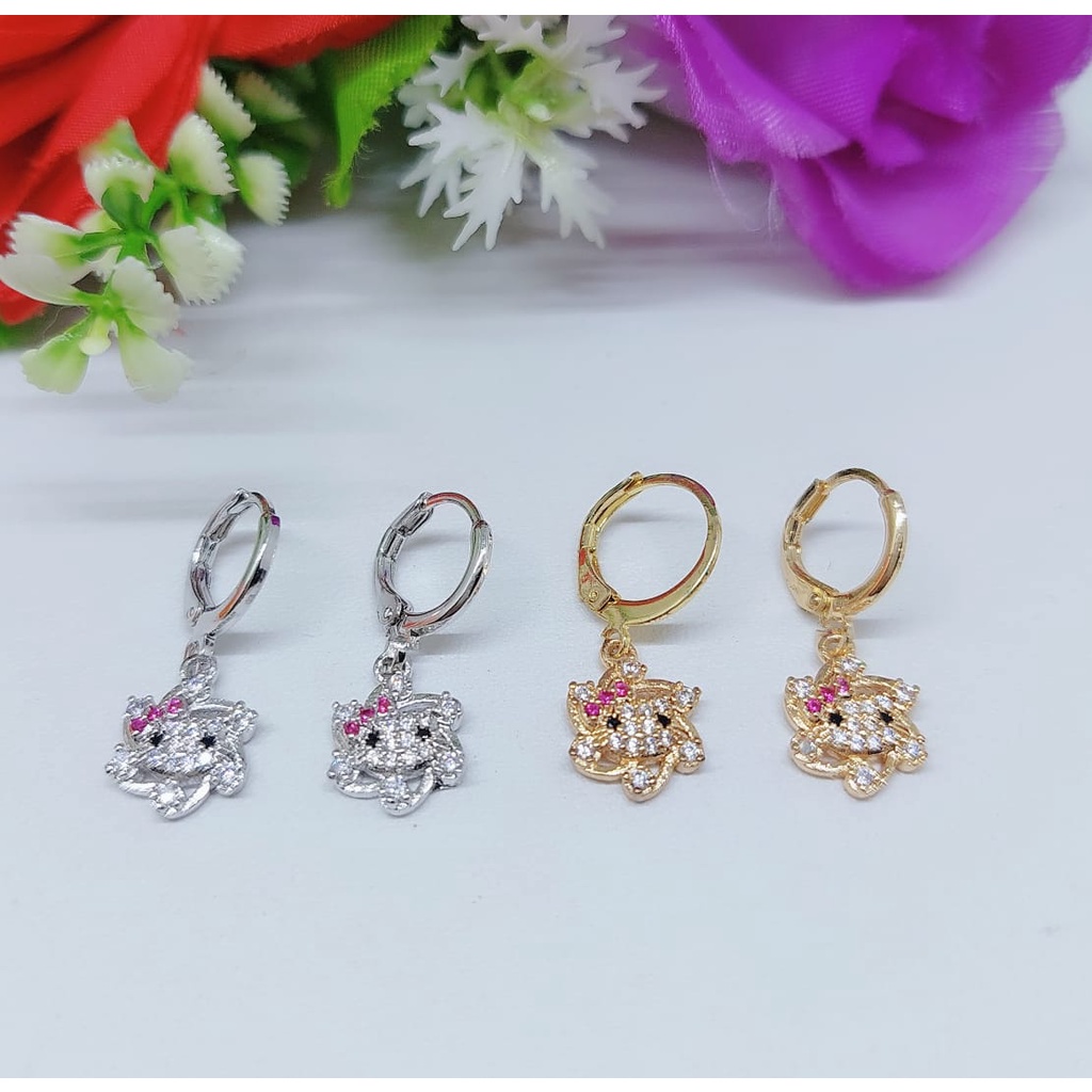 Anting Hello Kitty permata lapis emas perhiasan xuping jewellery 0363-0368