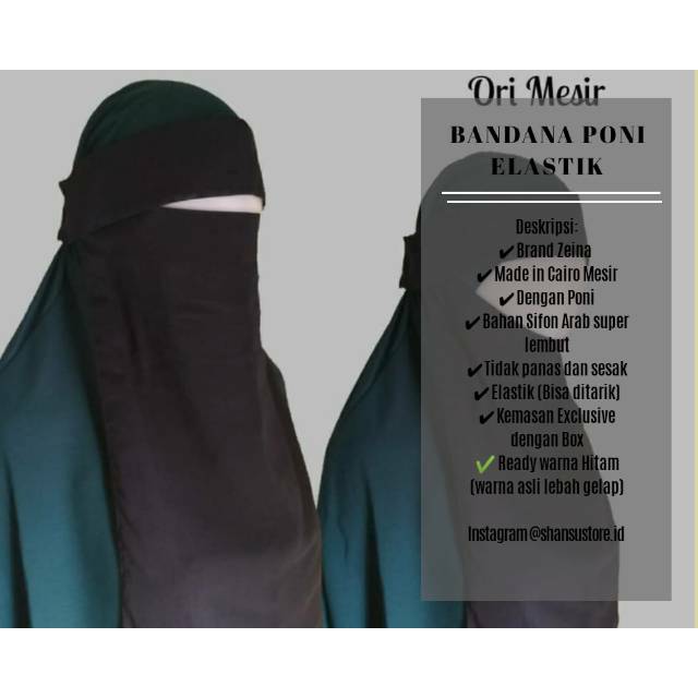 Cadar ORI Mesir BANDANA PONI ELASTIK / Cadar Zeina / Cadar Import