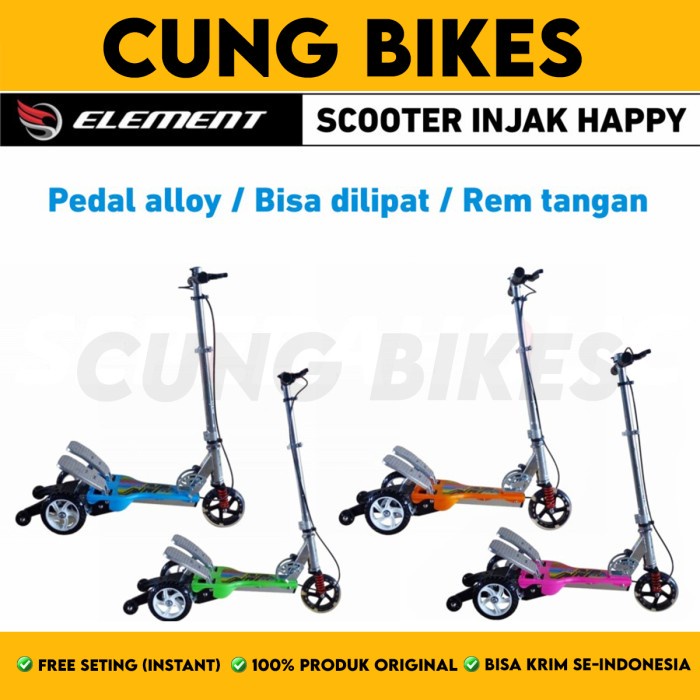 Scooter Pedal Injak Alloy Skuter Anak ELEMENT RMB HAPPY NEW untuk anak laki dan perempuan