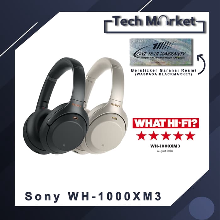 Sony WH-1000XM3 / WH1000XM3 / WH-1000X M3 Bluetooth Headphone - Hitam