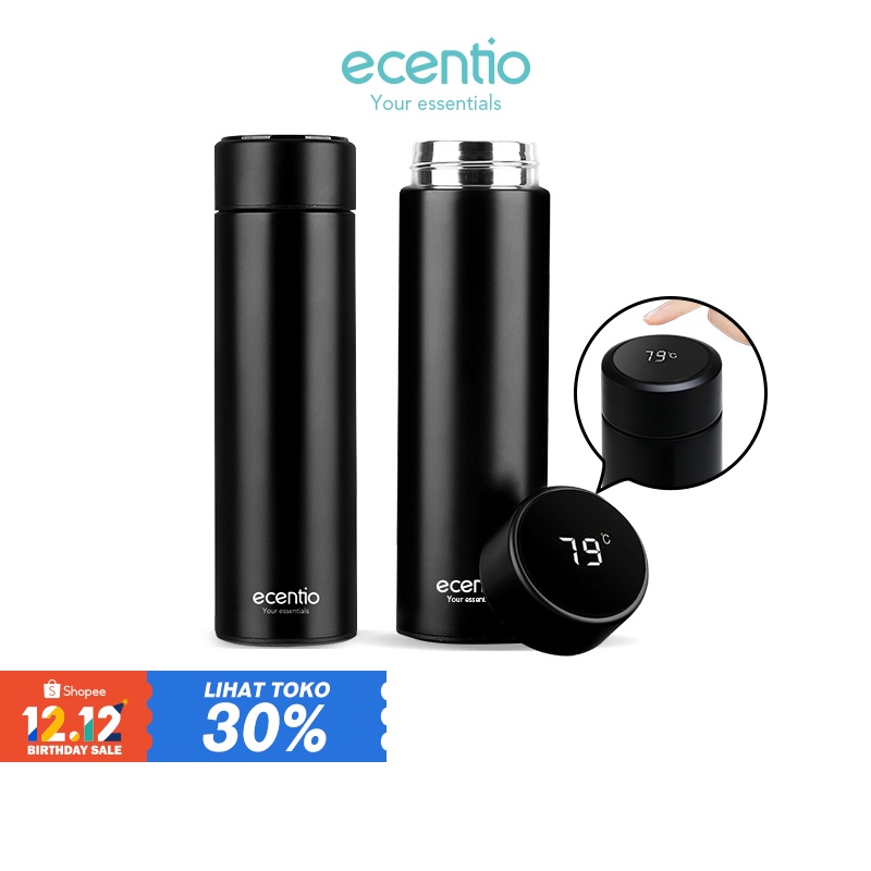 ECENTIO 500ml Led Display Termos Air Panas 304 stainless Vacuum Flask Botol/Tumbler cerdas LED suhu