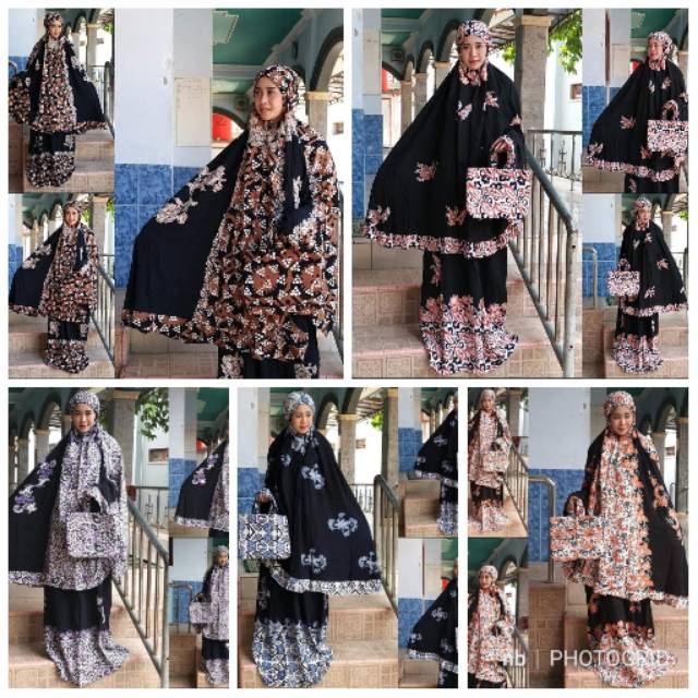 mukena batik cap hitam series
