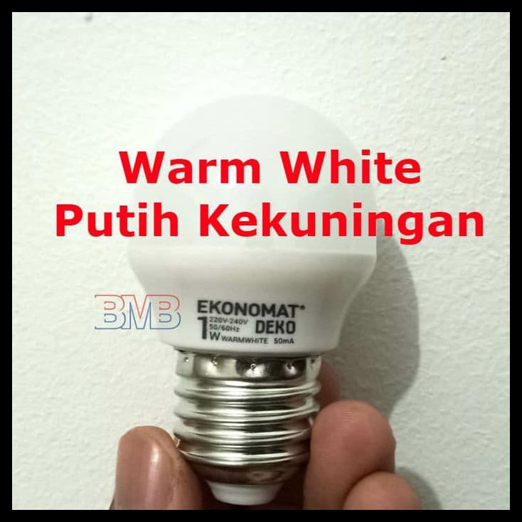 Putih Kekuningan Ekonomat Lampu Tidur Led 1 Watt Bulb E27 1Watt 1W