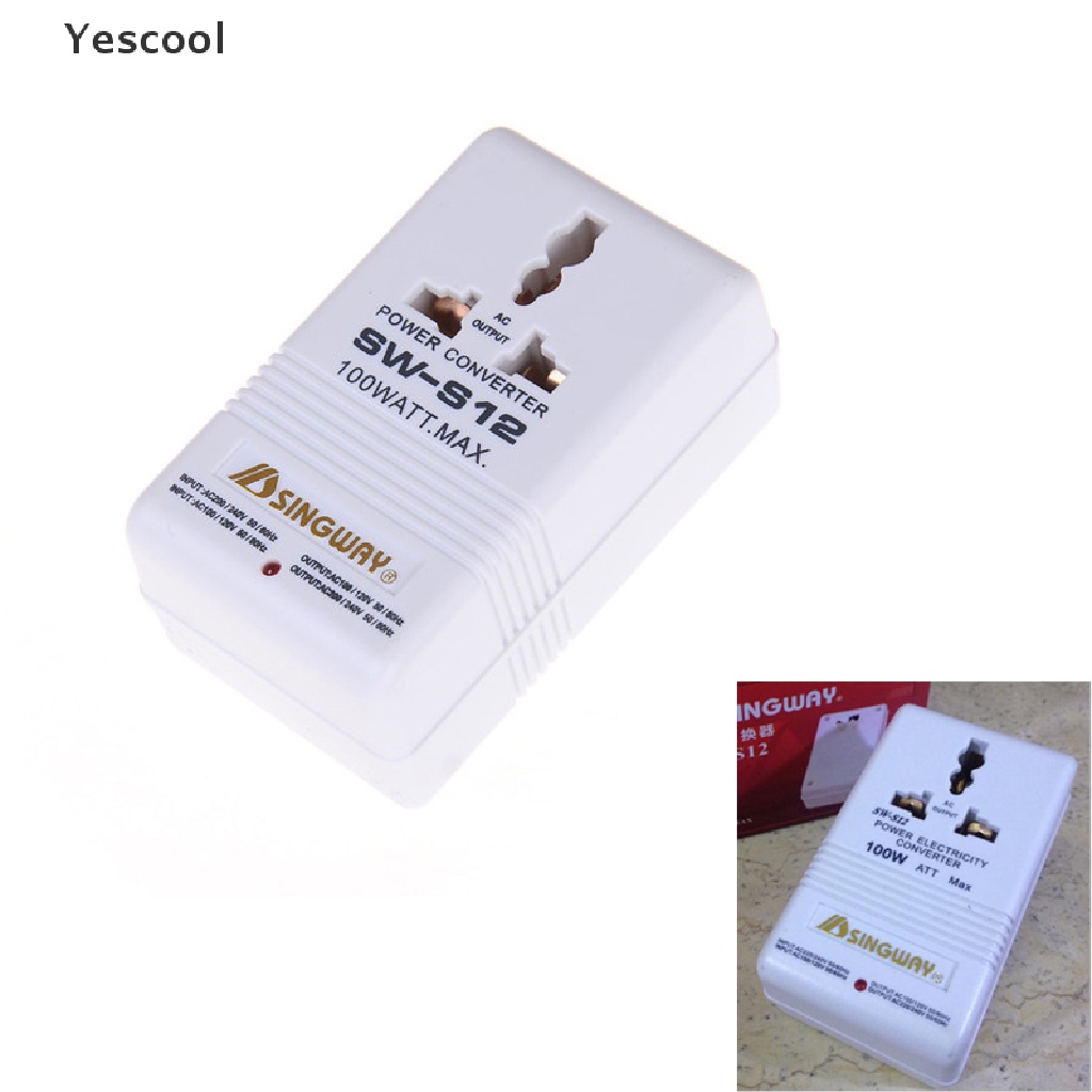 Yescool Adapter Konverter Step Up / down Tegangan 110v Ke 220v 100w Untuk Travel