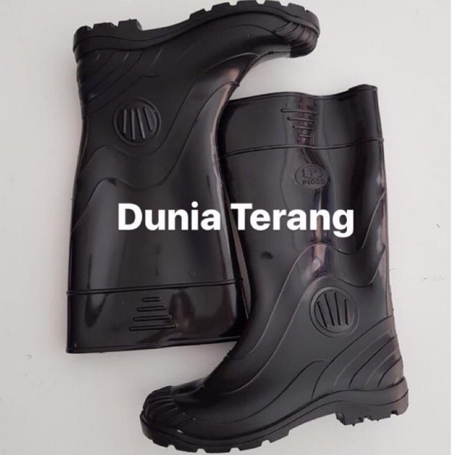 Sepatu Boots Proyek PICCO 38 39 40 41 42 Hitam Full Karet tinggi 37cm - Sepatu Boot Kerja Safety