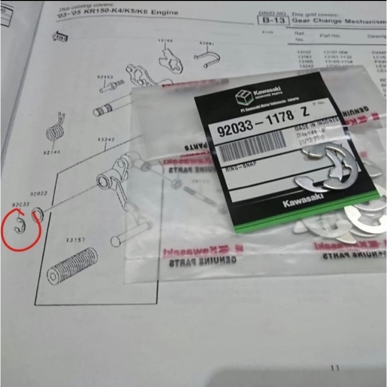 snap ring operan gigi ninja 150 R RR original