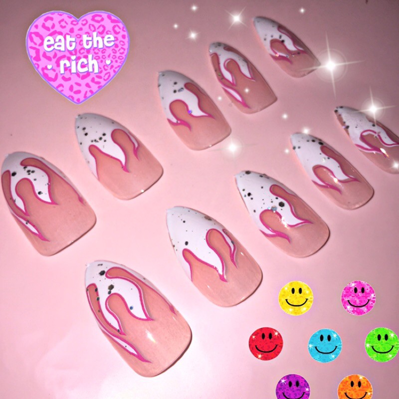 FAKE NAILS FLAME API y2k aesthetic press ons nail art