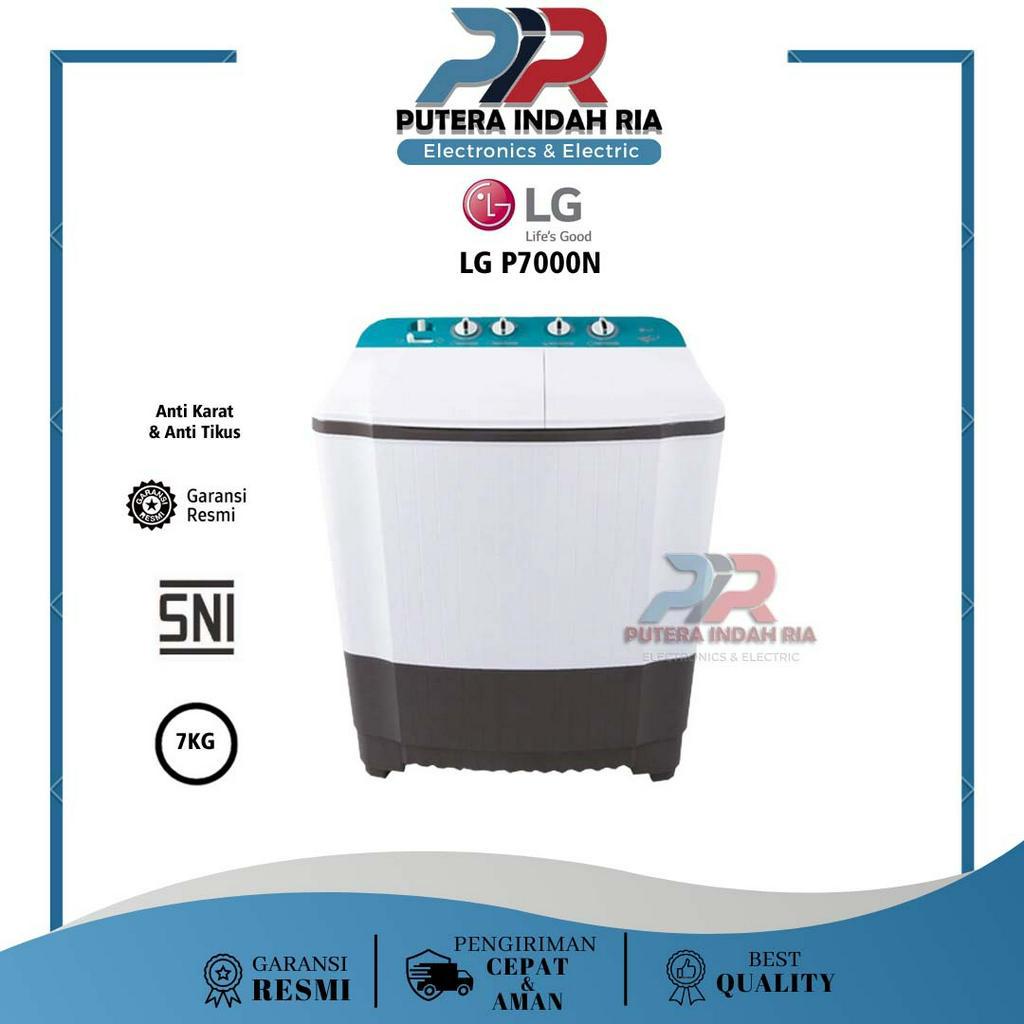 LG Mesin Cuci 2 Tabung 7 Kg P7000N / LG Semi Auto Washer 7 Kg P7000N