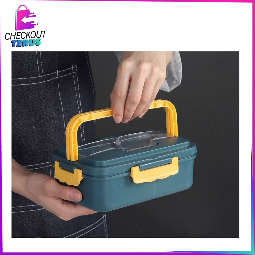 CT C374 Lunch Box Set Sendok Set Bekal Sendok Sumpit Kotak Bekal Makan Wheat Straw Gandum Anti Tumpah Kotak Makan Lucu Bahan Jerami Gandum BPA Free