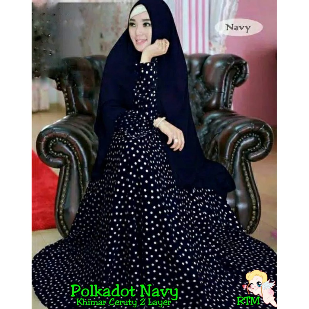 Gamis Polkadot Tali Jumbo Ld 130 (variasi di dalam)