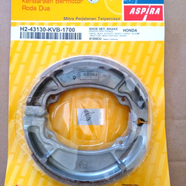 Kampas rem belakang Aspira 100% original for all matic honda beat  vario scoopy spacy