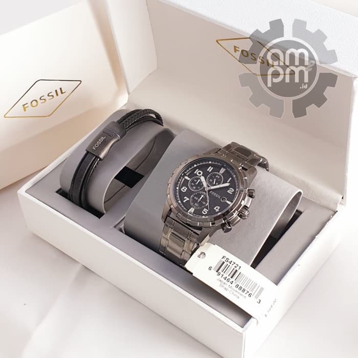 Suplier Jam & Gelang Fossil Man Dean Chronograph Smoke FS4721 Original