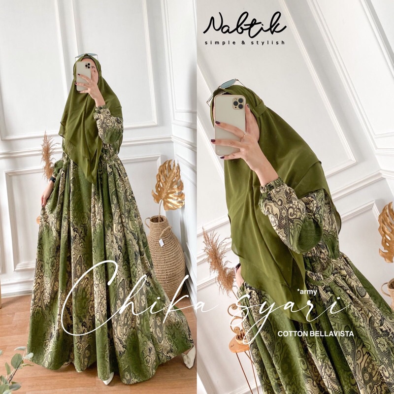 GAMIS NABTIK READY / chika syari / chika nabtik / cika syari nabtik / gamis nabtik