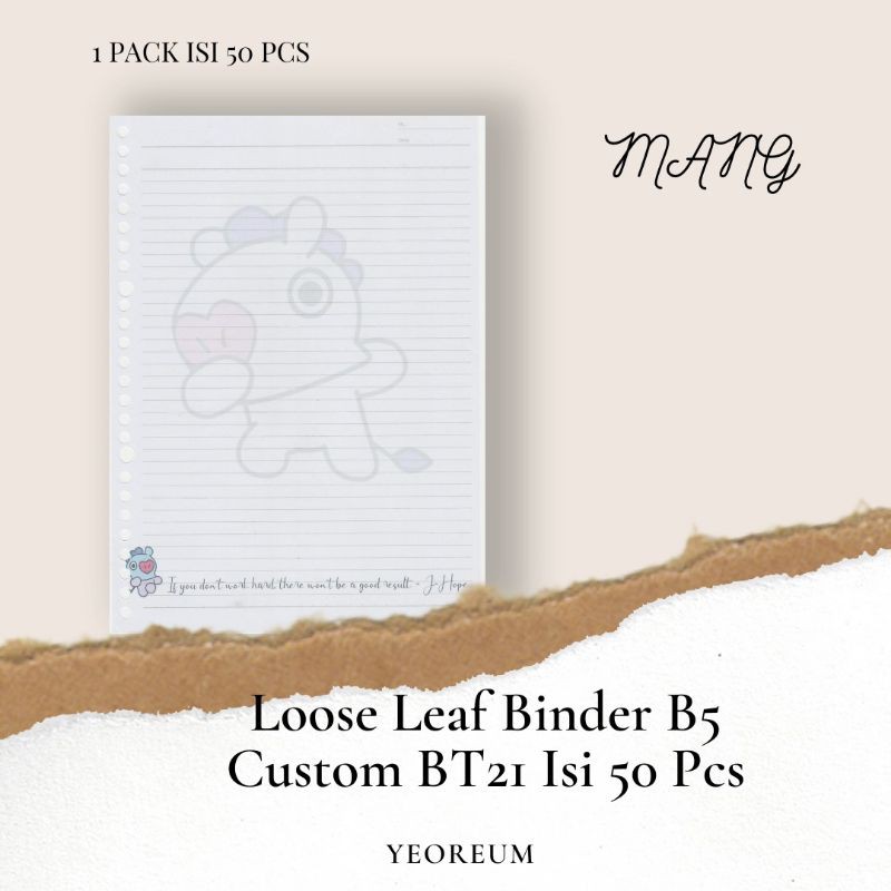 

Loose Leaf Binder Custom BT21 Ukuran B5 personal karakter