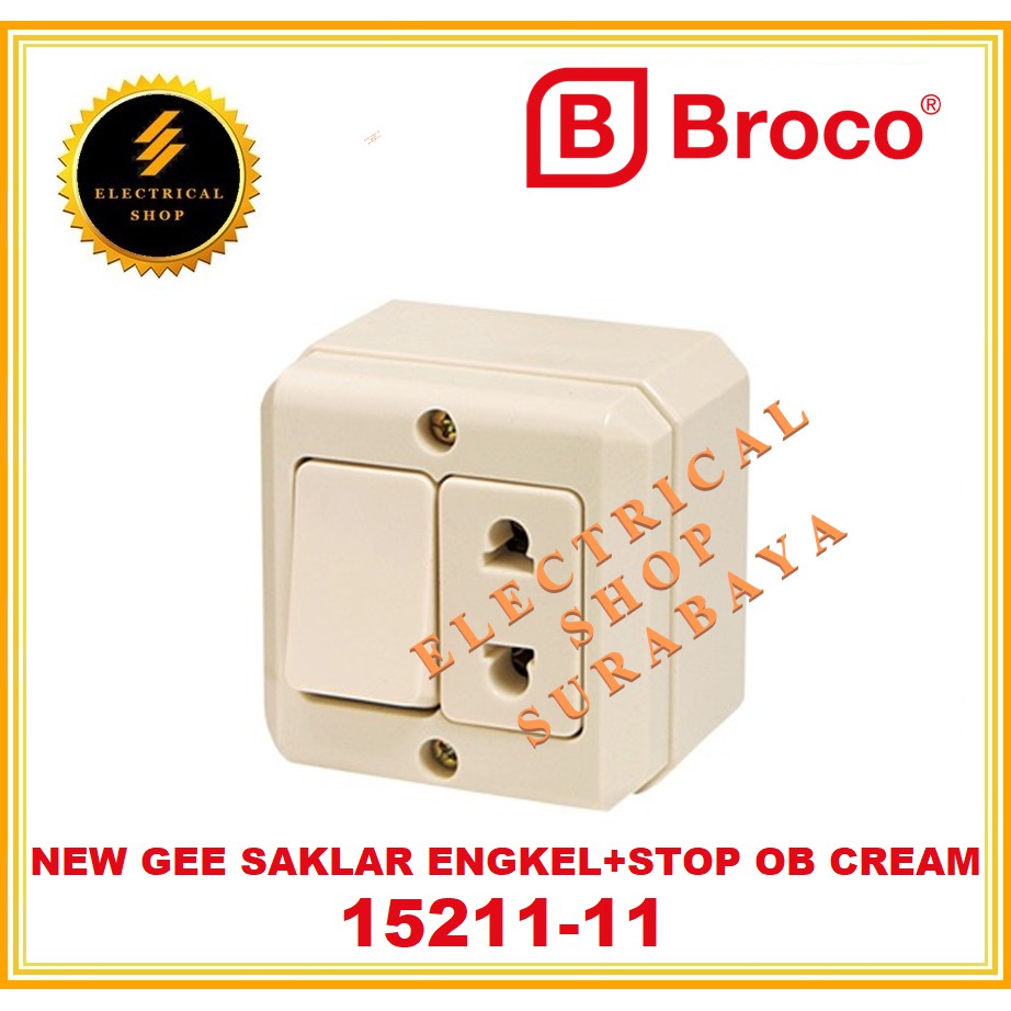 BROCO OB SAKLAR ENGKEL + STOP KONTAK CREAM 15211 (HARGA GROSIR) 1521111 NEW GEE OUTBOW TEMPEL